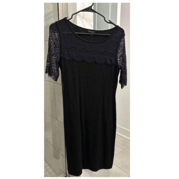 Ann Taylor Medium Black Dress Sheath Lace Sleeve Small - Picture 1 of 5